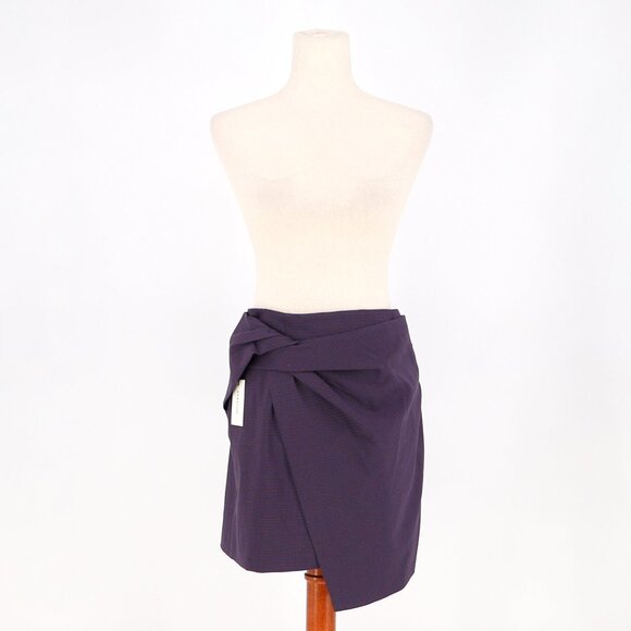 NWT ARITZIA BABATON Jethro Plaid Faux Twist Mini Skirt Asymmetric Purple Size 6 - Picture 4 of 10